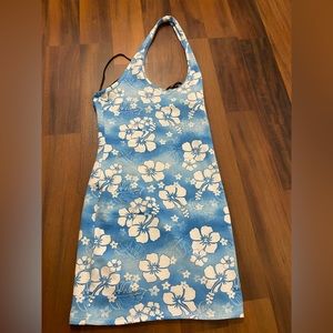 Blue and white floral dress. Tight and soft